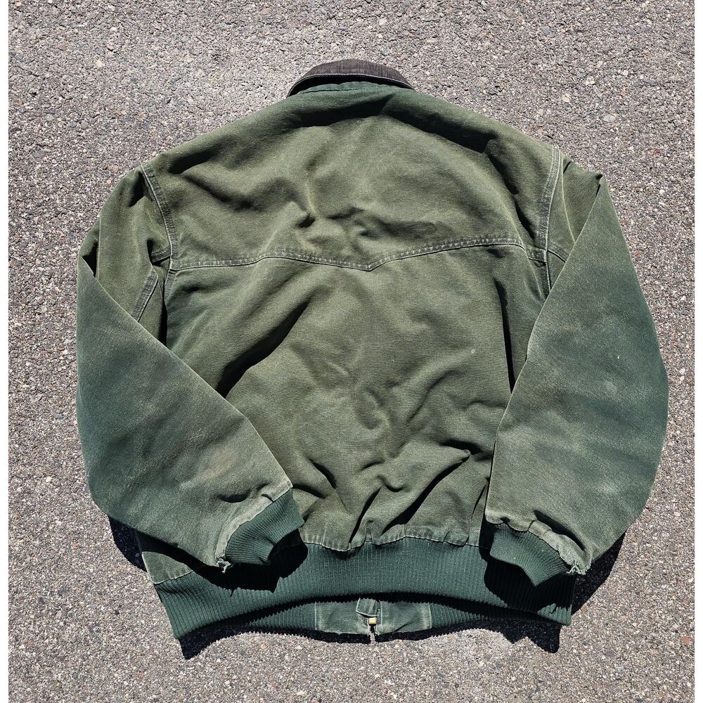 VINTAGE Carhartt Jacket Men Green Santa Fe J14 SPC Sun Faded Distressed Spruce - Picture 10 of 11